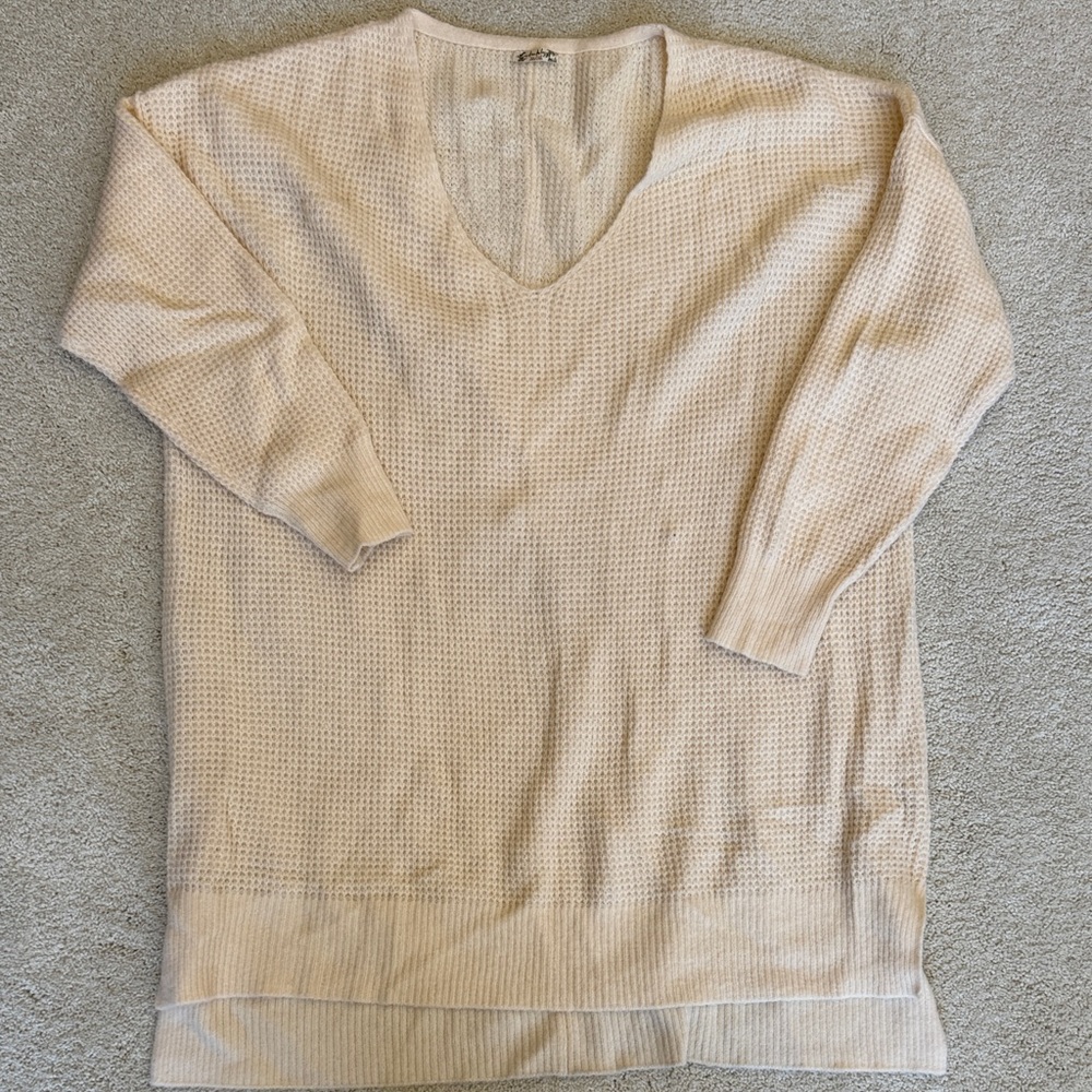 Elegant Cream V-Neck Sweater for Women